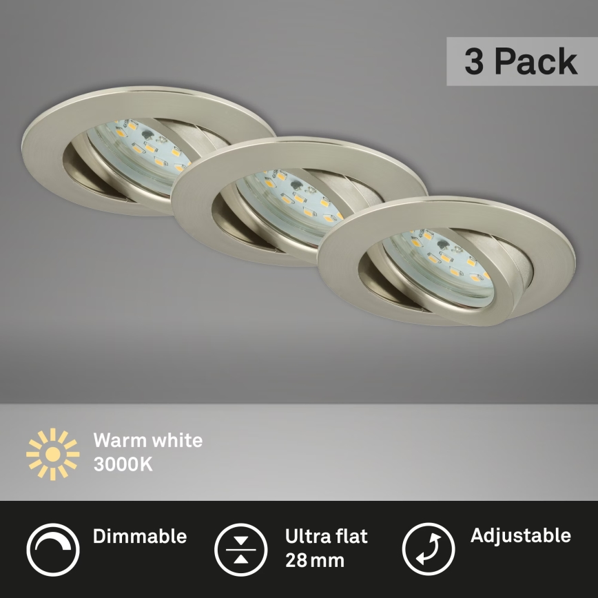 Briloner 7232-032 - Komplet 3x zatemljivih LED kopalniških vgradnih stropnih svetilk ATTACH LED/5,5W/230V IP23