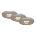 Briloner 7240-032 - SET 3x LED Kopalniška vgradna svetilka ATTACH LED/1,8W/230V IP44 mat krom