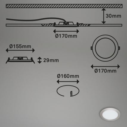 Briloner 7286-012 - LED Kopalniška vgradna svetilka LED/12W/230V IP44
