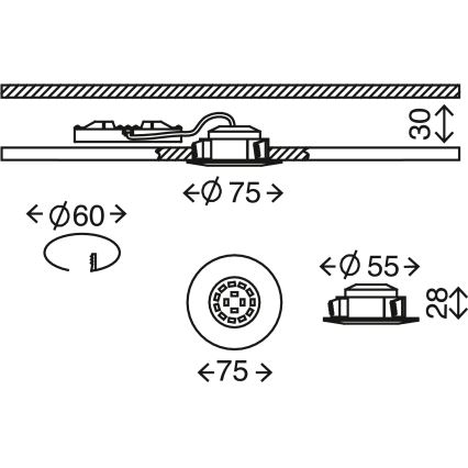 Briloner 7295-011 - LED Zatemnitven bathroom vgradna svetilka ATTACH LED/6,5W/230V IP44
