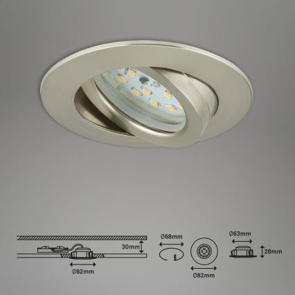 Briloner 7296-012 - LED Zatemnitvena kopalniška vgradna svetilka ATTACH LED/6,5W/230V IP23 mat krom