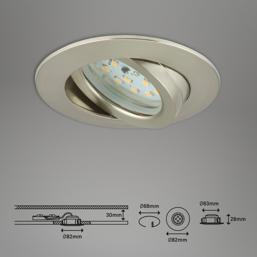 Briloner 7296-012 - LED Zatemnitvena kopalniška vgradna svetilka ATTACH LED/6,5W/230V IP23 mat krom
