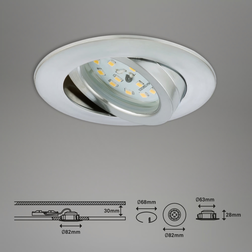 Briloner 7296-039 - KOMPLET 3x zatemnljive vgradne stropne LED-svetilke za kopalnico LED/6,5W/230V 3000K IP23 matni krom