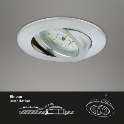 Briloner 7296-039 - KOMPLET 3x LED vgradnih kopalniških svetilk z možnostjo zatemnitve 1xLED/6,5W/230V 3000K IP23 mat krom