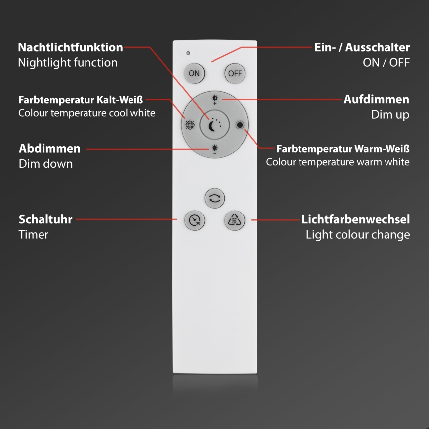 Briloner 7381-216 - LED Zatemnitvena stropna svetilka FRAMELESS LED/38W/230V 3000-6500K + Daljinski upravljalnik