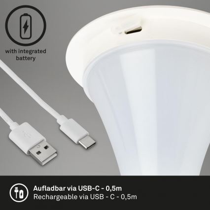 Briloner 7420016 - LED Zatemnitven polnilni na dotik zunanji namizna svetilka LED/4W/5V IP44 3000K bela