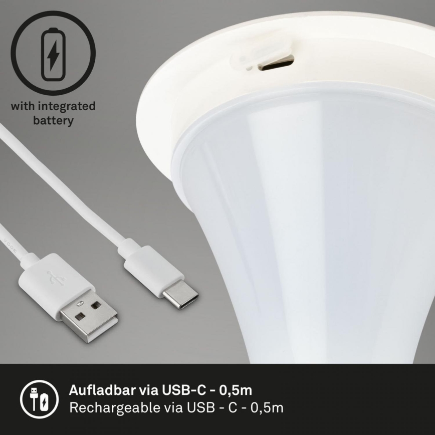 Briloner 7420016 - LED Zatemnitven polnilni na dotik zunanji namizna svetilka LED/4W/5V IP44 3000K bela