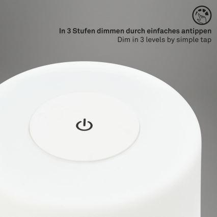 Briloner 7420016 - LED Zatemnitven polnilni na dotik zunanji namizna svetilka LED/4W/5V IP44 3000K bela