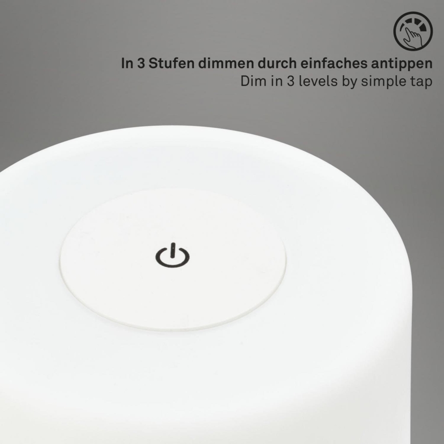 Briloner 7420016 - LED Zatemnitven polnilni na dotik zunanji namizna svetilka LED/4W/5V IP44 3000K bela