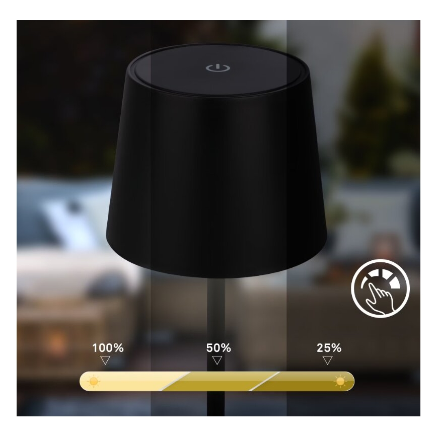 Briloner 7423015 - LED Zatemnitvena polnilna zunanja namizna svetilka LED/2,6W/5V IP44 2000 mAh črna