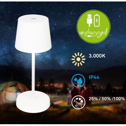 Briloner 7423016 - LED Zatemnitvena polnilna zunanja namizna svetilka LED/2,6W/5V 2000mAh IP44 bela