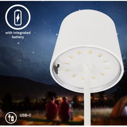 Briloner 7423016 - LED Zatemnitvena polnilna zunanja namizna svetilka LED/2,6W/5V 2000mAh IP44 bela
