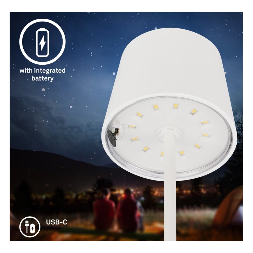 Briloner 7423016 - LED Zatemnitvena polnilna zunanja namizna svetilka LED/2,6W/5V 2000mAh IP44 bela
