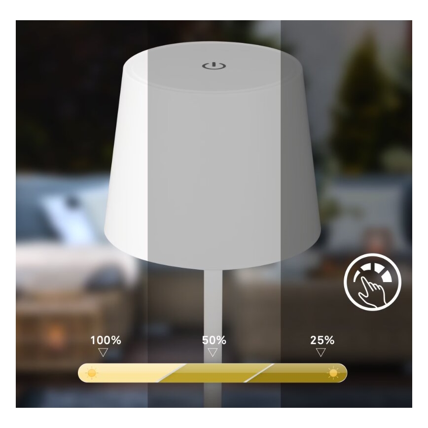 Briloner 7423016 - LED Zatemnitvena polnilna zunanja namizna svetilka LED/2,6W/5V 2000mAh IP44 bela
