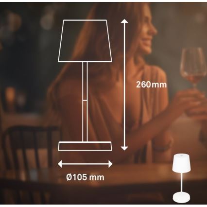 Briloner 7423016 - LED Zatemnitvena polnilna zunanja namizna svetilka LED/2,6W/5V 2000mAh IP44 bela