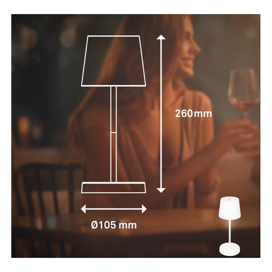 Briloner 7423016 - LED Zatemnitvena polnilna zunanja namizna svetilka LED/2,6W/5V 2000mAh IP44 bela