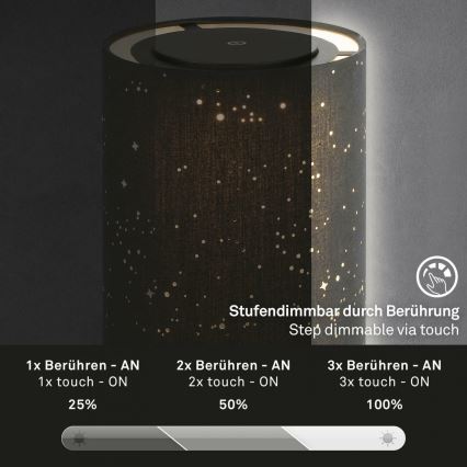 Briloner 7449-015 - LED Zatemnitvena zunanja na dotik svetilka STARRY SKY LED/3W/5V IP44 črna