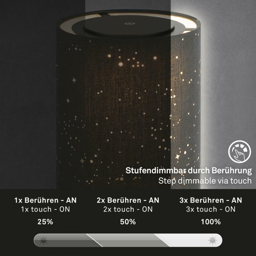 Briloner 7449-015 - LED Zatemnitvena zunanja na dotik svetilka STARRY SKY LED/3W/5V IP44 črna