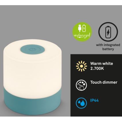 Briloner 7461010 - LED Zatemnitvena polnilna zunanja namizna svetilka LED/2W/5V IP44 1200 mAh modra