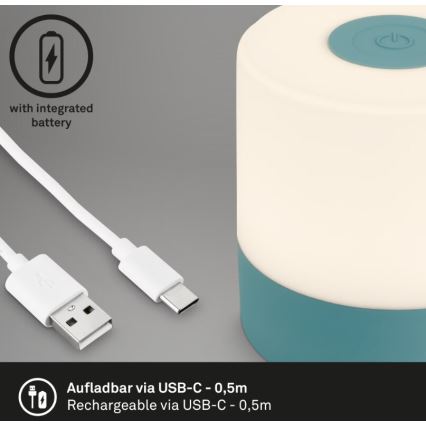 Briloner 7461010 - LED Zatemnitvena polnilna zunanja namizna svetilka LED/2W/5V IP44 1200 mAh modra