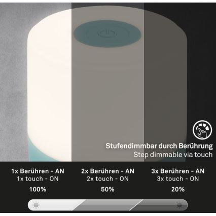 Briloner 7461010 - LED Zatemnitvena polnilna zunanja namizna svetilka LED/2W/5V IP44 1200 mAh modra