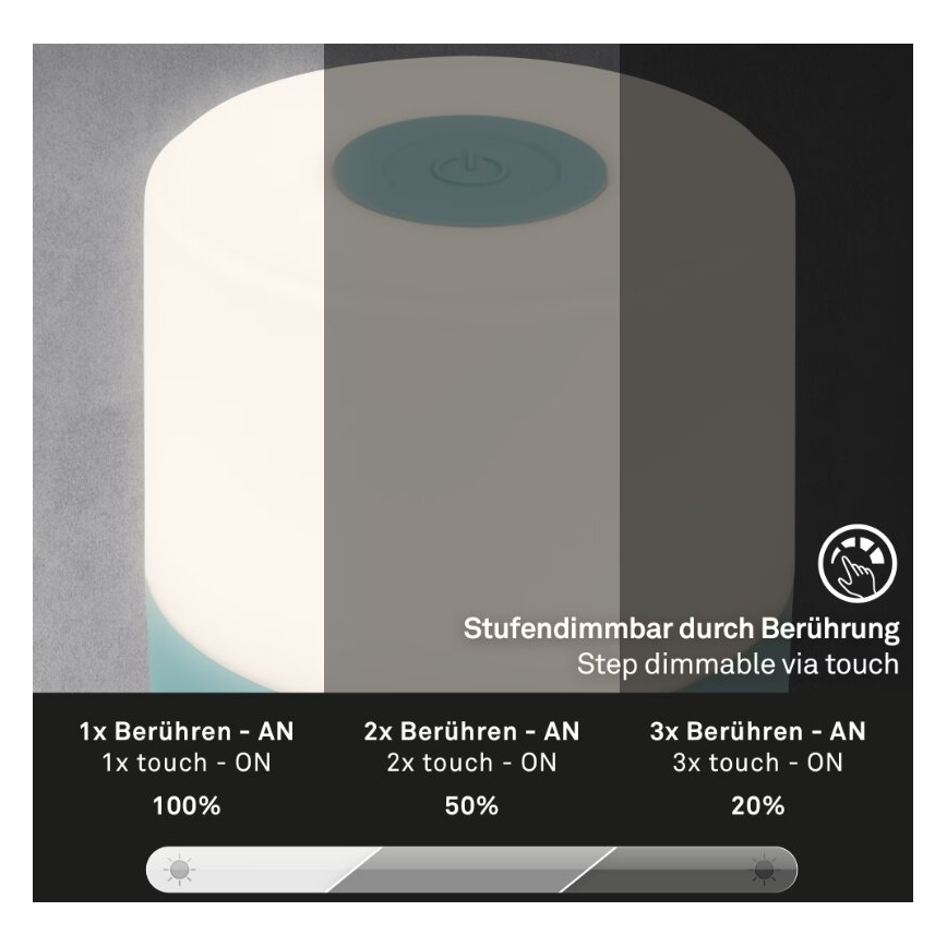 Briloner 7461010 - LED Zatemnitvena polnilna zunanja namizna svetilka LED/2W/5V IP44 1200 mAh modra