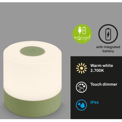 Briloner 7461019 - LED Zatemnitvena polnilna zunanja namizna svetilka LED/2W/5V IP44 1200 mAh zelena