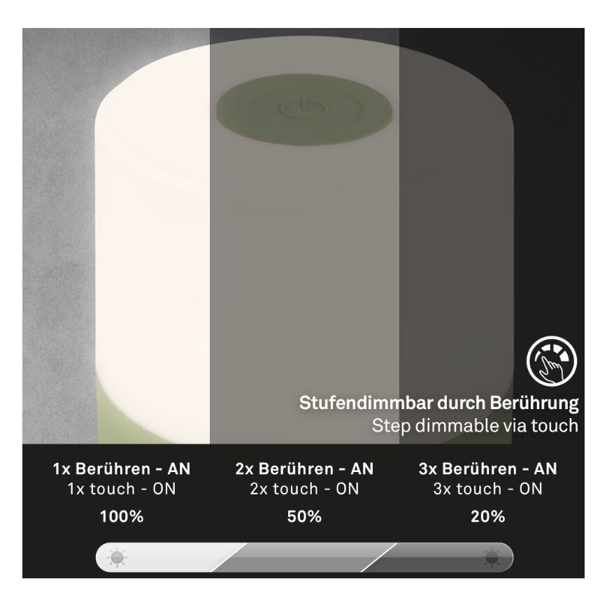 Briloner 7461019 - LED Zatemnitvena polnilna zunanja namizna svetilka LED/2W/5V IP44 1200 mAh zelena