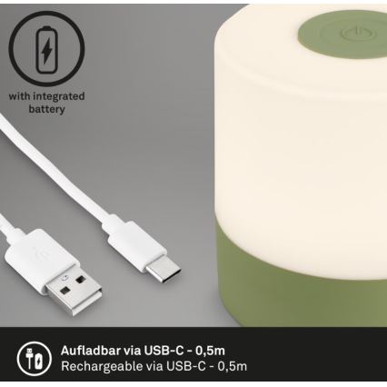 Briloner 7461019 - LED Zatemnitvena polnilna zunanja namizna svetilka LED/2W/5V IP44 1200 mAh zelena