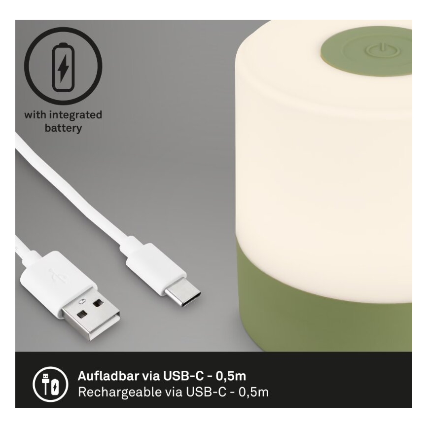 Briloner 7461019 - LED Zatemnitvena polnilna zunanja namizna svetilka LED/2W/5V IP44 1200 mAh zelena