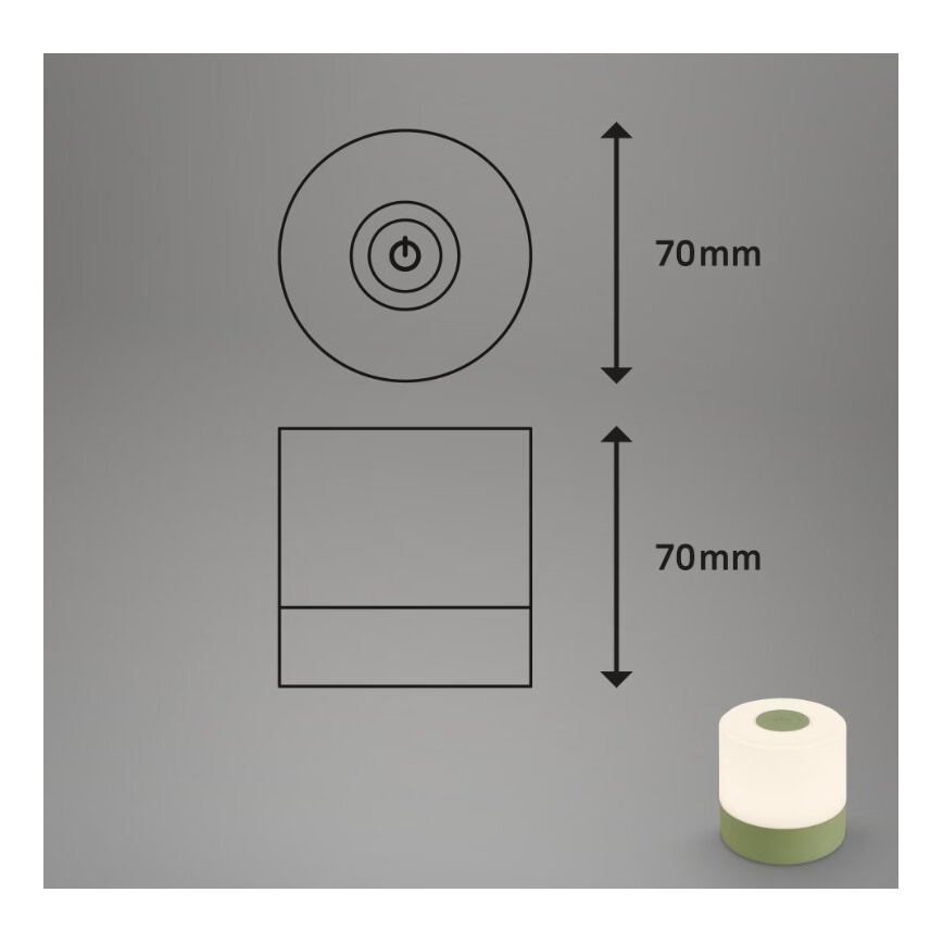 Briloner 7461019 - LED Zatemnitvena polnilna zunanja namizna svetilka LED/2W/5V IP44 1200 mAh zelena