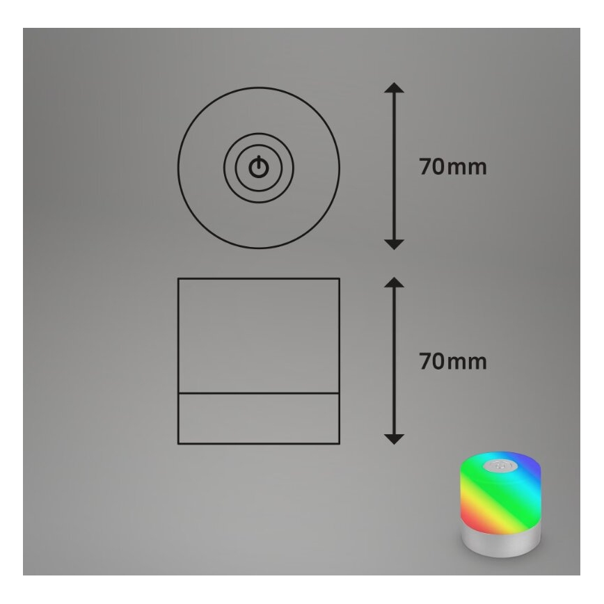 Briloner 7462014 - LED RGB Polnilni zunanja namizna svetilka LED/1,5W/5V IP44 1200 mAh mat krom
