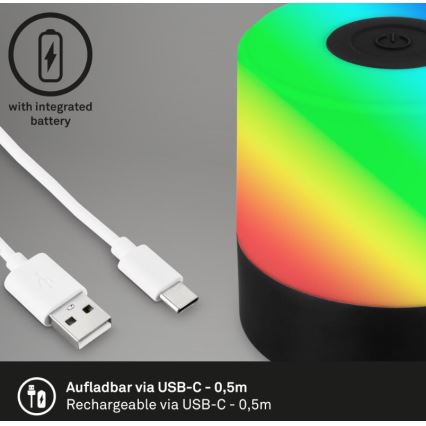 Briloner 7462015 - LED RGB polnilna zunanja namizna svetilka LED/1,5W/5V IP44 1200 mAh črna