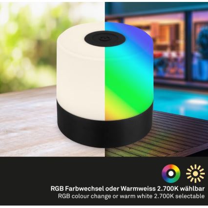 Briloner 7462015 - LED RGB Polnilni zunanja namizna svetilka LED/1,5W/5V IP44 črna