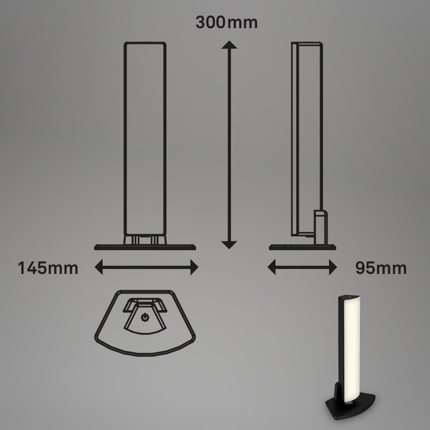 Briloner 7474-015 - LED Zatemnitvena na dotik polnilna zunanja namizna svetilka 2v1 LED/7W/5V 2x2200 mAh USB 3000K IP44 črna