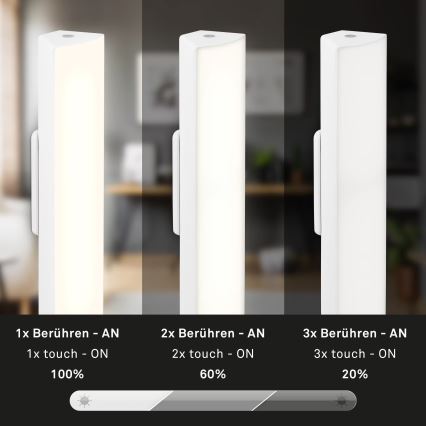 Briloner 7474-016 - LED Zatemnitvena na dotik polnilna zunanja namizna svetilka 2v1 LED/7W/5V 2x2200 mAh USB 3000K IP44 bela
