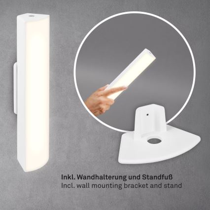 Briloner 7474-016 - LED Zatemnitvena na dotik polnilna zunanja namizna svetilka 2v1 LED/7W/5V 2x2200 mAh USB 3000K IP44 bela