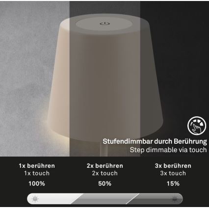 Briloner 7508011 - LED Zatemnitvena zunanja polnilna namizna svetilka 2v1 LED/2,5W/5V IP44 bež
