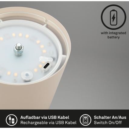 Briloner 7508011 - LED Zatemnitvena zunanja polnilna namizna svetilka 2v1 LED/2,5W/5V IP44 bež