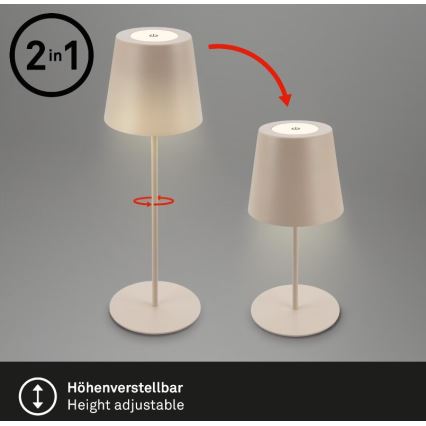 Briloner 7508011 - LED Zatemnitvena zunanja polnilna namizna svetilka 2v1 LED/2,5W/5V IP44 bež