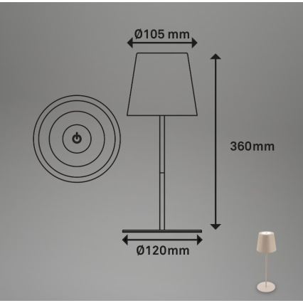 Briloner 7508011 - LED Zatemnitvena zunanja polnilna namizna svetilka 2v1 LED/2,5W/5V IP44 bež