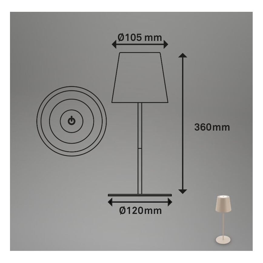 Briloner 7508011 - LED Zatemnitvena zunanja polnilna namizna svetilka 2v1 LED/2,5W/5V IP44 bež