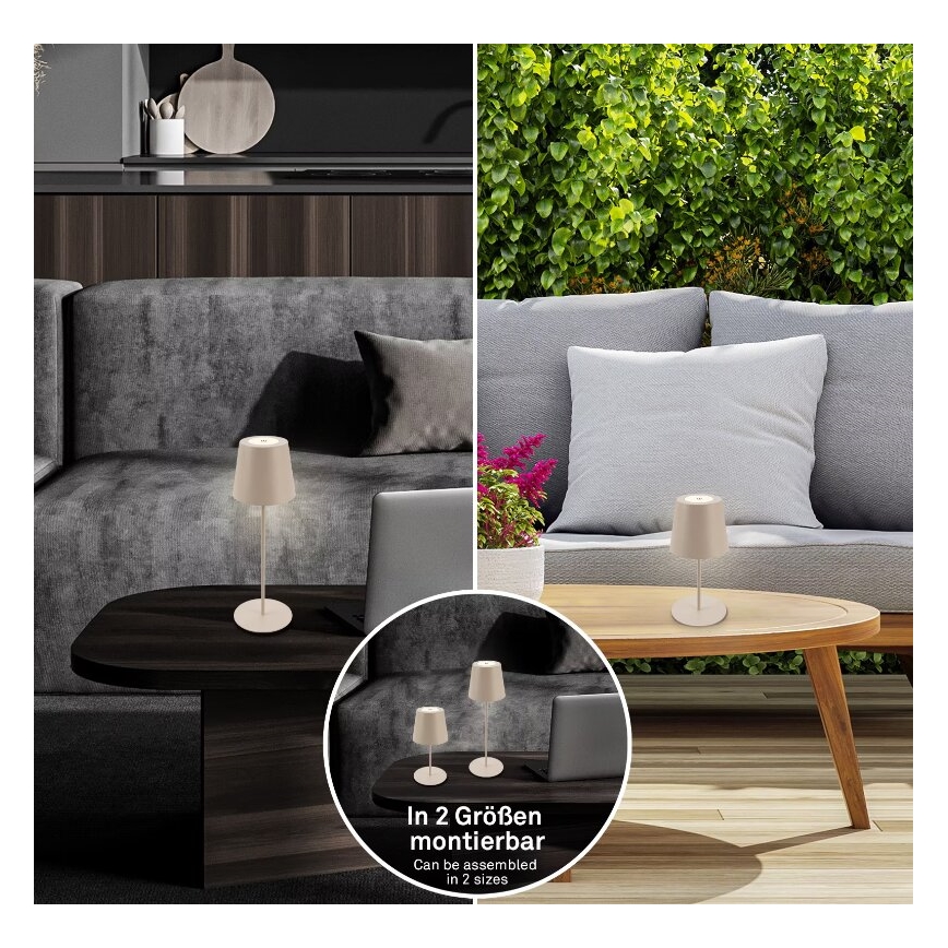 Briloner 7508011 - LED zatemnjiva polnilna zunanja namizna svetilka 2 v 1 LED/2,5 W/5 V IP44 1200 mAh bež