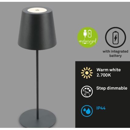 Briloner 7508015 - LED Zatemnitvena zunanja polnilna namizna svetilka 2v1 LED/2,5W/5V IP44 antracit
