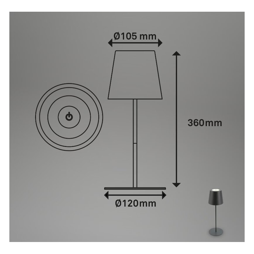 Briloner 7508015 - LED Zatemnitvena zunanja polnilna namizna svetilka 2v1 LED/2,5W/5V IP44 antracit