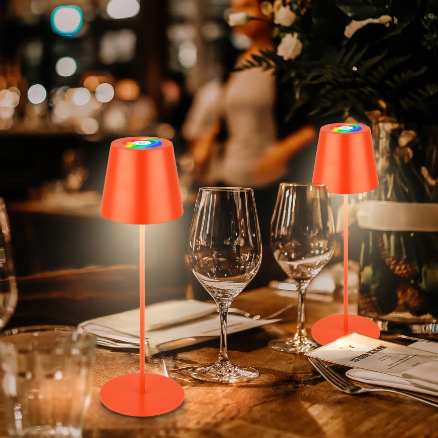 Briloner 7510012 - LED RGBW zatemnjevalna polnilna zunanja namizna svetilka CALIDA LED/2,5W/5V IP44 1200 mAh oranžna