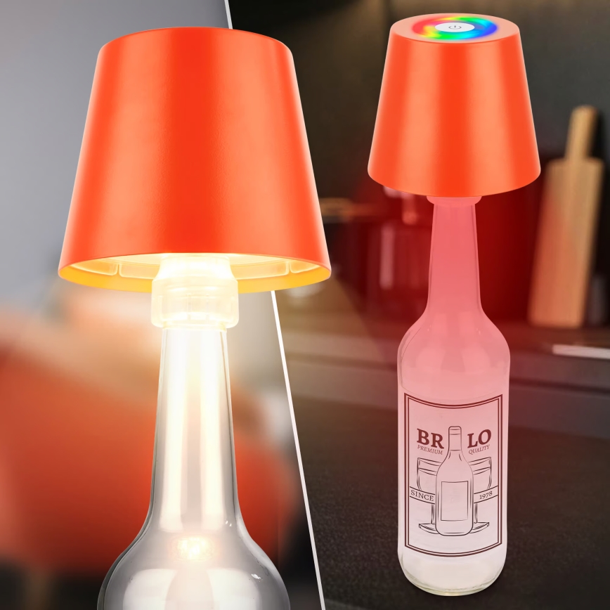 Briloner 7510012 - LED RGBW zatemnjevalna polnilna zunanja namizna svetilka CALIDA LED/2,5W/5V IP44 1200 mAh oranžna