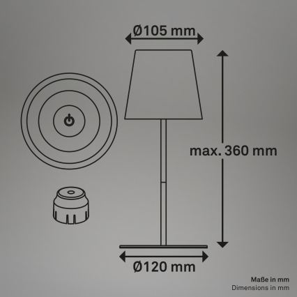 Briloner 7510012 - LED RGBW zatemnjevalna polnilna zunanja namizna svetilka CALIDA LED/2,5W/5V IP44 1200 mAh oranžna
