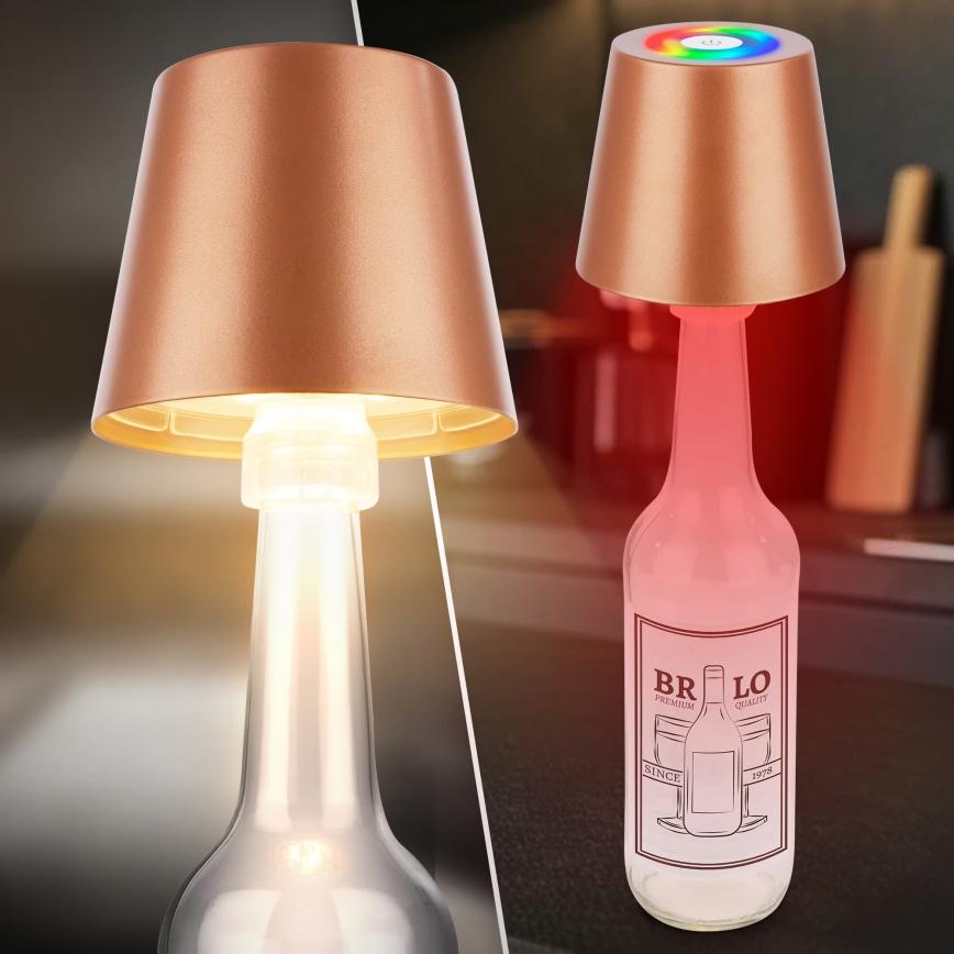 Briloner 7510013 - LED RGBW zatemnjiva zunanja polnilna namizna svetilka CALIDA LED/2,5W/5V IP44 1200 mAh bronasta