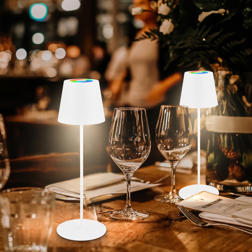 Briloner 7510016 - Zatemnljiva LED RGBW zunanja polnilna namizna svetilka CALIDA LED/2,5W/5V IP44 1200 mAh bela